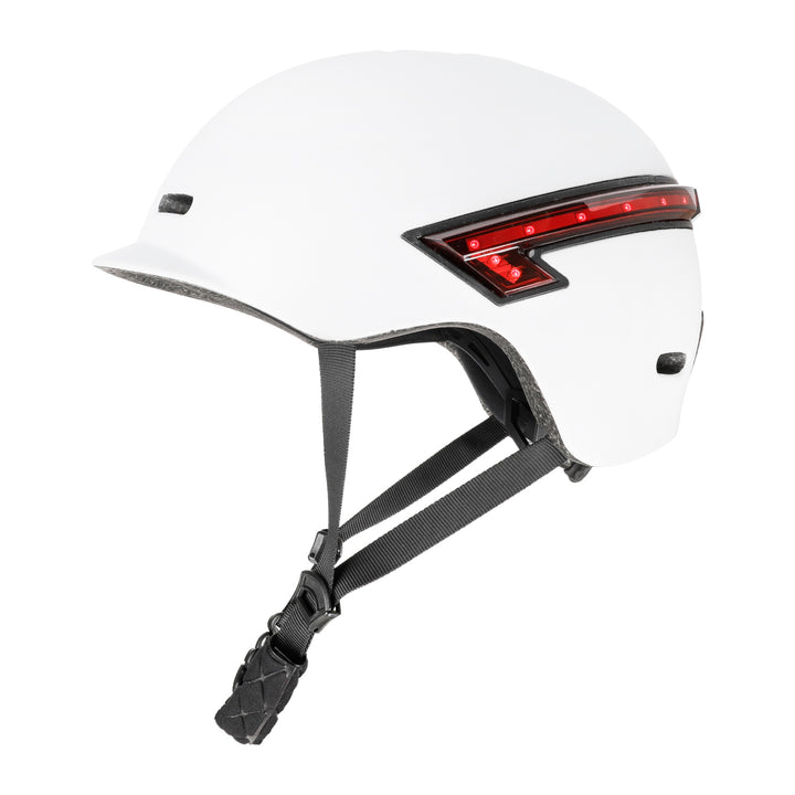 White Helmet with Remote Steering Indicator LED Warning Tail Light Lightweight Rechargeable Bike Rear Tail Lamp Wireless Remote Control for Motorcycle Bicycle Safety Helmet