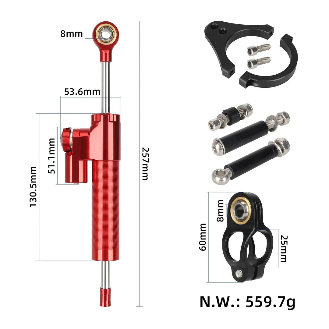 Ammortizzatore di sterzo stabilizzatore rosso con supporto di montaggio rosso per monopattino elettrico Ausom Gallop/Kukirin G3 Pro 2024, staffa di modifica in alluminio e acciaio