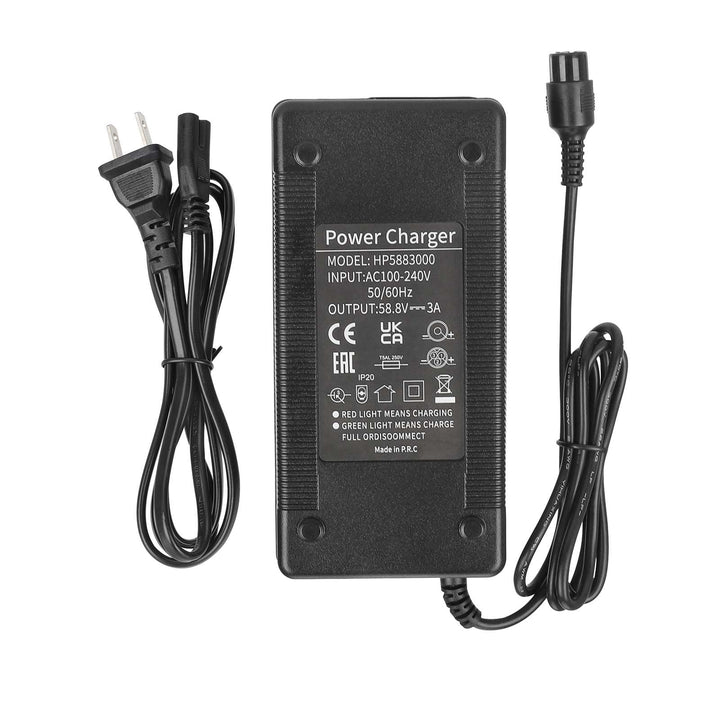 Caricabatterie 58.8V3A con connettore GX16 a 3 pin e spina EU Caricabatterie per veicoli elettrici Scooter elettrici Cavo di alimentazione con testa rotonda Accessori Batteria 52V per monopattini Zero 10X