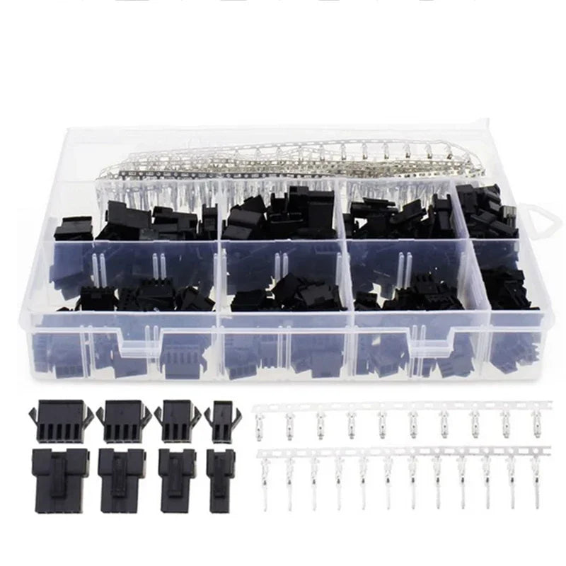 560Pcs SM2.54 Kits 2.54mm Pitch JST SM Connector 2 3 4 5 Pin Male/ Female Housing Plug Connector Assortment Kit