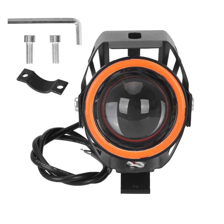 Faro anteriore a LED U7 con cerchio rosso per E-bike Mini Fari a LED per moto U7 Lampadine per fari Moto Universali 1200LM Fari fendinebbia spot