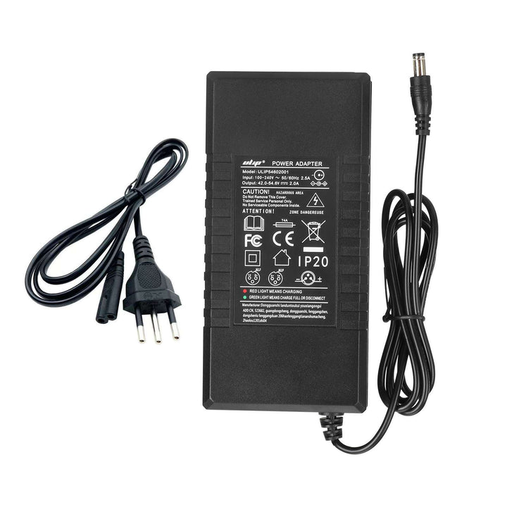 Ulip42V~54.6V2A DC2.1 Certified Charger EU Plug Charger 42V2A Adapter Lithium Battery Balance Bike Charger European Standard Li-ion Battery Pack Charger Power Adapte Input 100-240V 48V 13S Lithium Skateboard Balance Vehicle Battery with Fan