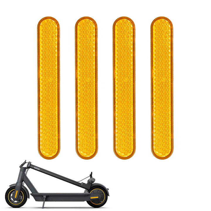 4 Pcs Yellow Segway Scooter G30 Max Reflective Strips Reflective Stickers Max G30 Plastic Cover Reflective Safety Stickers Front Rear Wheel Cover Waterproof Reflective Sticker For Ninebot Max G30 Electric Scooter Warning Dustproof Reflective Sticker
